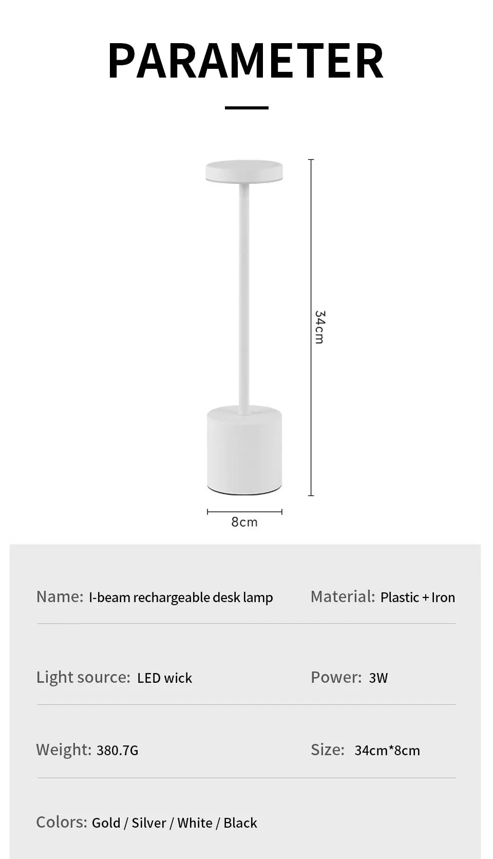 Creative Ambient Table Lamp USB Rechargeable Night Light Stepless Dimming Touch Desk Lamp 3 Colors Bedside Lamp Hotel Bar Decor