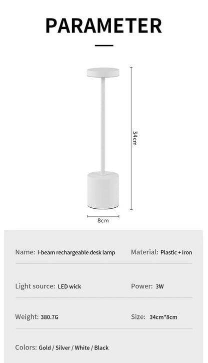 Creative Ambient Table Lamp USB Rechargeable Night Light Stepless Dimming Touch Desk Lamp 3 Colors Bedside Lamp Hotel Bar Decor