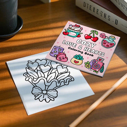 Cozy Love Hearts Coloring Book Educational Relaxation Gift Graffiti Painting Book Doodles Book Adult Relaxation Activities