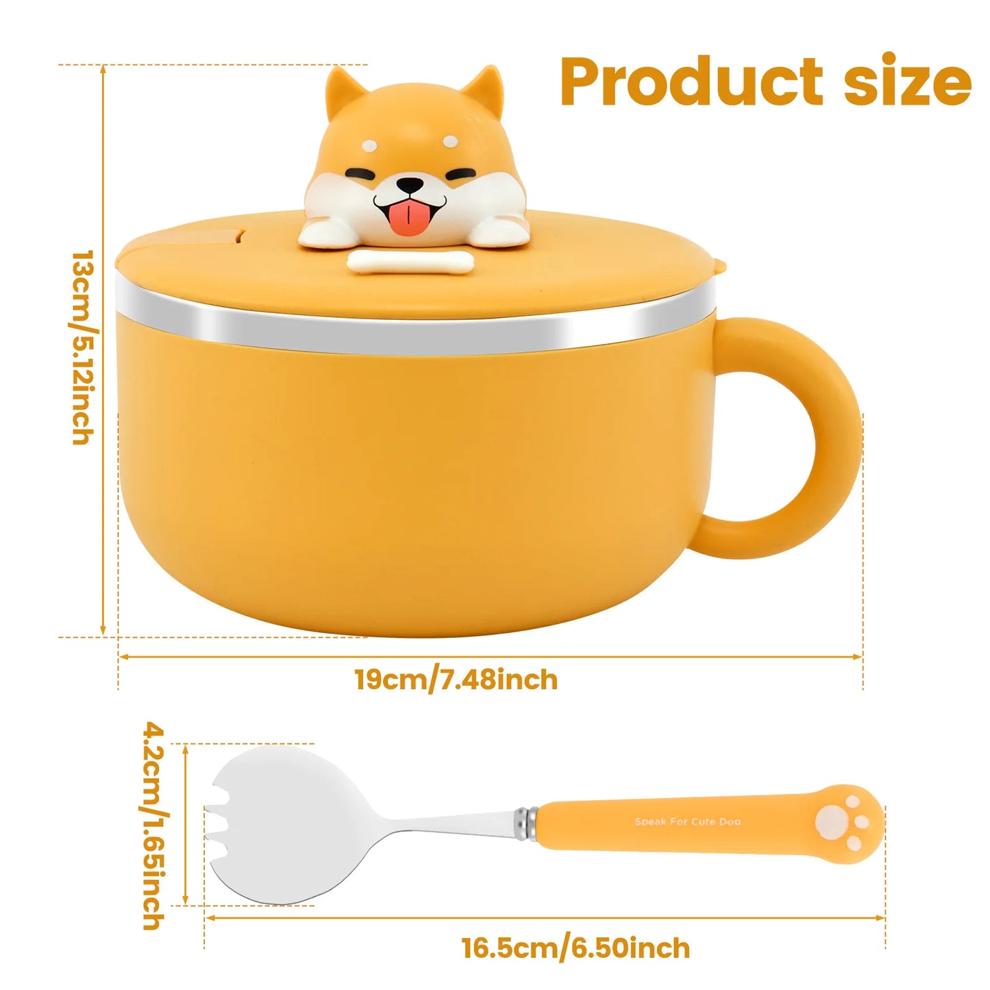 1200ml Ramen Bowl with Lid Sealed Ramen Cooker Bowl with Handle and Fork Insulated Noodle Bowl Practical Instant Serving Bowl