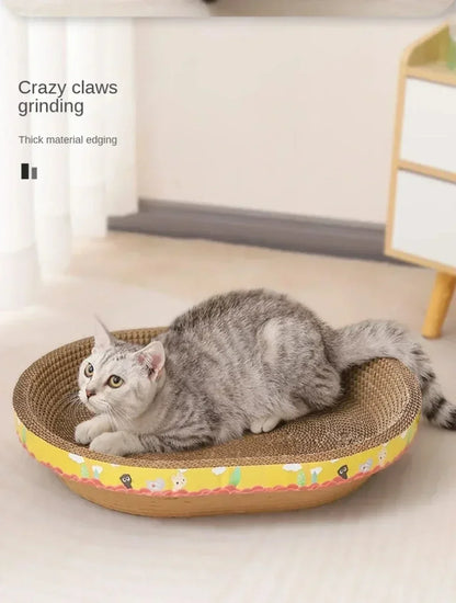 Oval Cat Scratching Board Protect Furniture Grinding Claw Toys  Corrugated Paper Wear-resistant Cat Nest Cat Accessories