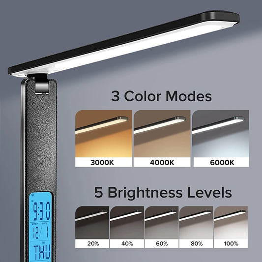 LED Desk Lamp, Office Table Lamp with Wireless Charger, Suitable for Home, Office Dimmable Desk Lamp, with USB Charging Port