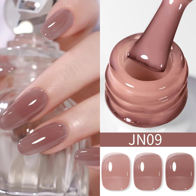 BORN PRETTY 10ml Wine Red Glitter Jelly Nude Gel Nail Polish Soak Off Translucent Color UV Light Cure for Nail Art DIY at Home