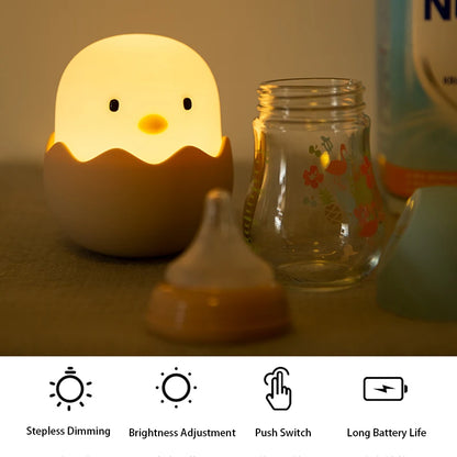 Eggshell Chicken Night Light Cartoon LED Light Bedroom Children Touch Adjustable Light Rechargeable Warm Light Atmosphere Light
