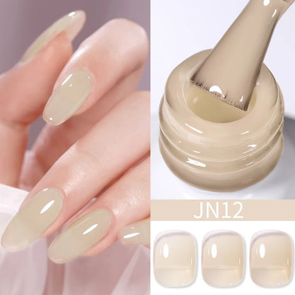 BORN PRETTY 10ml Wine Red Glitter Jelly Nude Gel Nail Polish Soak Off Translucent Color UV Light Cure for Nail Art DIY at Home