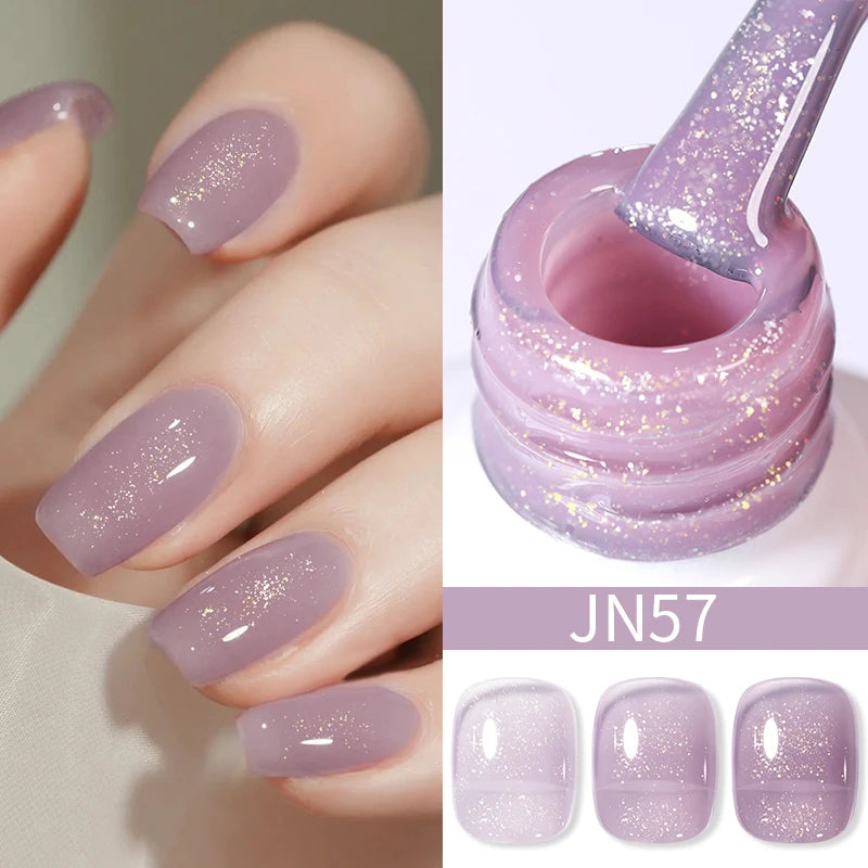 BORN PRETTY 10ml Wine Red Glitter Jelly Nude Gel Nail Polish Soak Off Translucent Color UV Light Cure for Nail Art DIY at Home