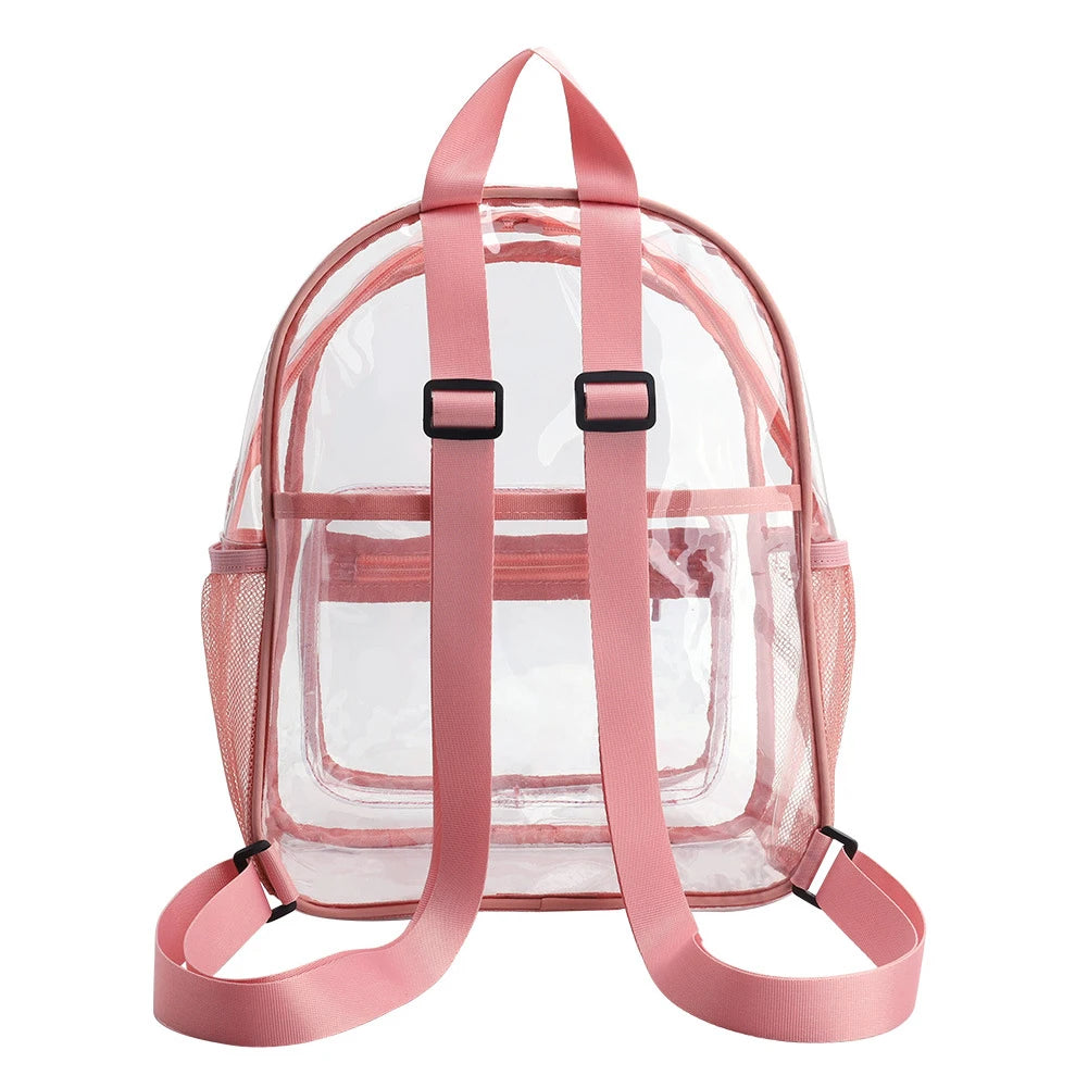 Transparent PVC Outdoor Sports Fitness Knapsack Casual Travel Visible Backpack Large Capacity Waterproof Top-Handle SchoolBag