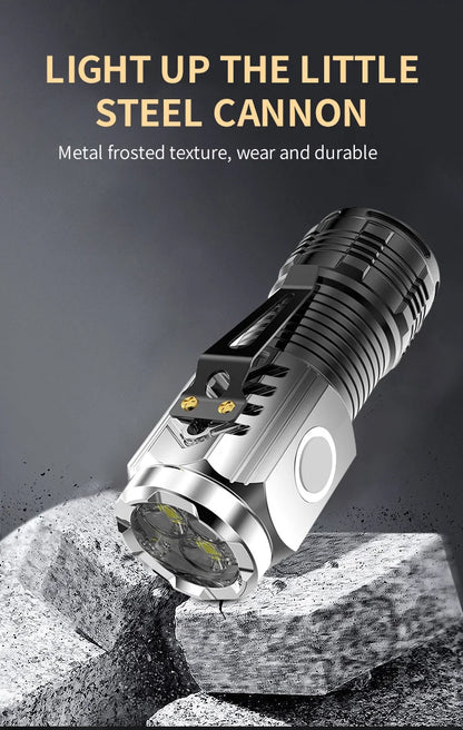 Three-Eyed Monster Mini Flash Super Power Flashlight Rechargeable Portable Outdoor Lighting Long-Range Powerful Flash Lights