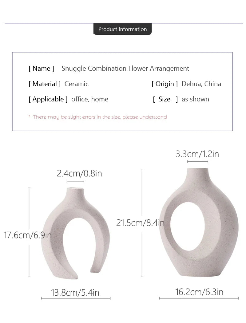CAPIRON 21cm 28cm Large Luxury Decorative Ceramic Vase Home Decor Accessorie Nordic Flower Interior Living Room Tabletop Modern