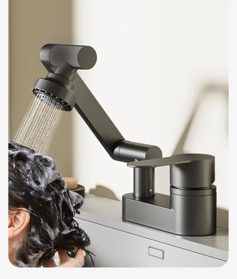 Basin Faucet Bathroom Double Hole Cold and Hot Water Tap Toilet Second Gear Sink 360° Rotating Water Mixing Valve Accessories