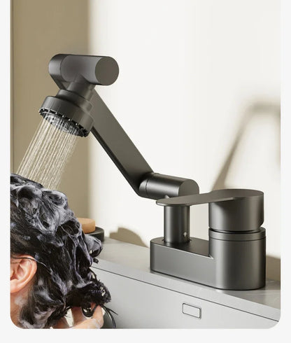 Basin Faucet Bathroom Double Hole Cold and Hot Water Tap Toilet Second Gear Sink 360° Rotating Water Mixing Valve Accessories