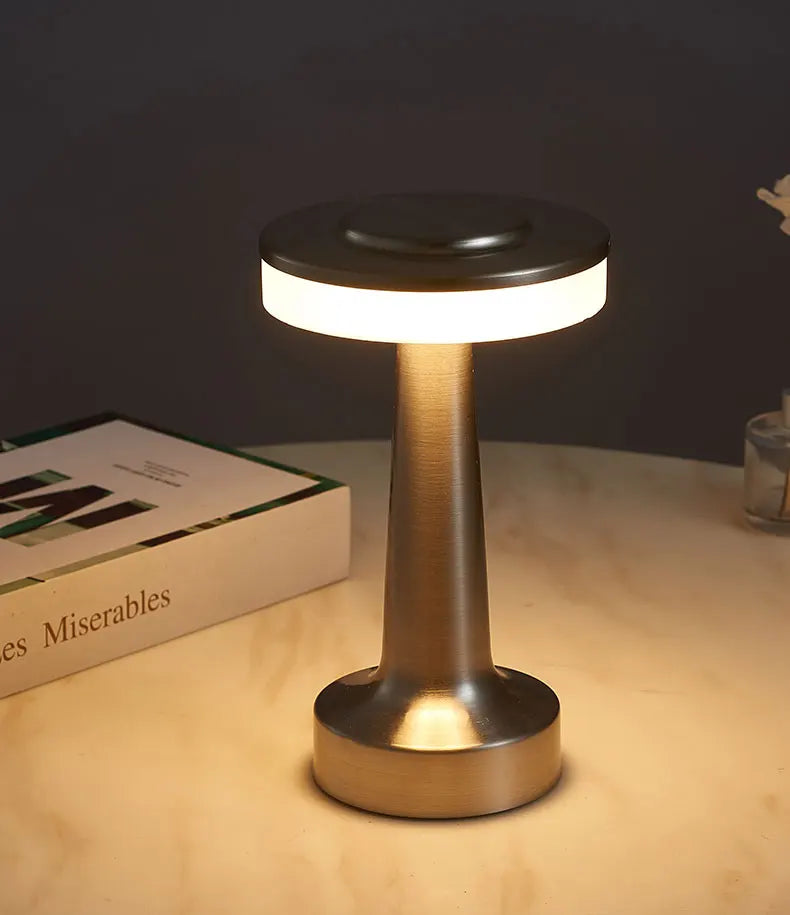 LED Table Lamp Retro Bar Coffee Table Lamp Rechargeable Touch Sensor Wireless Night Light Restaurant Living Room Decor Light