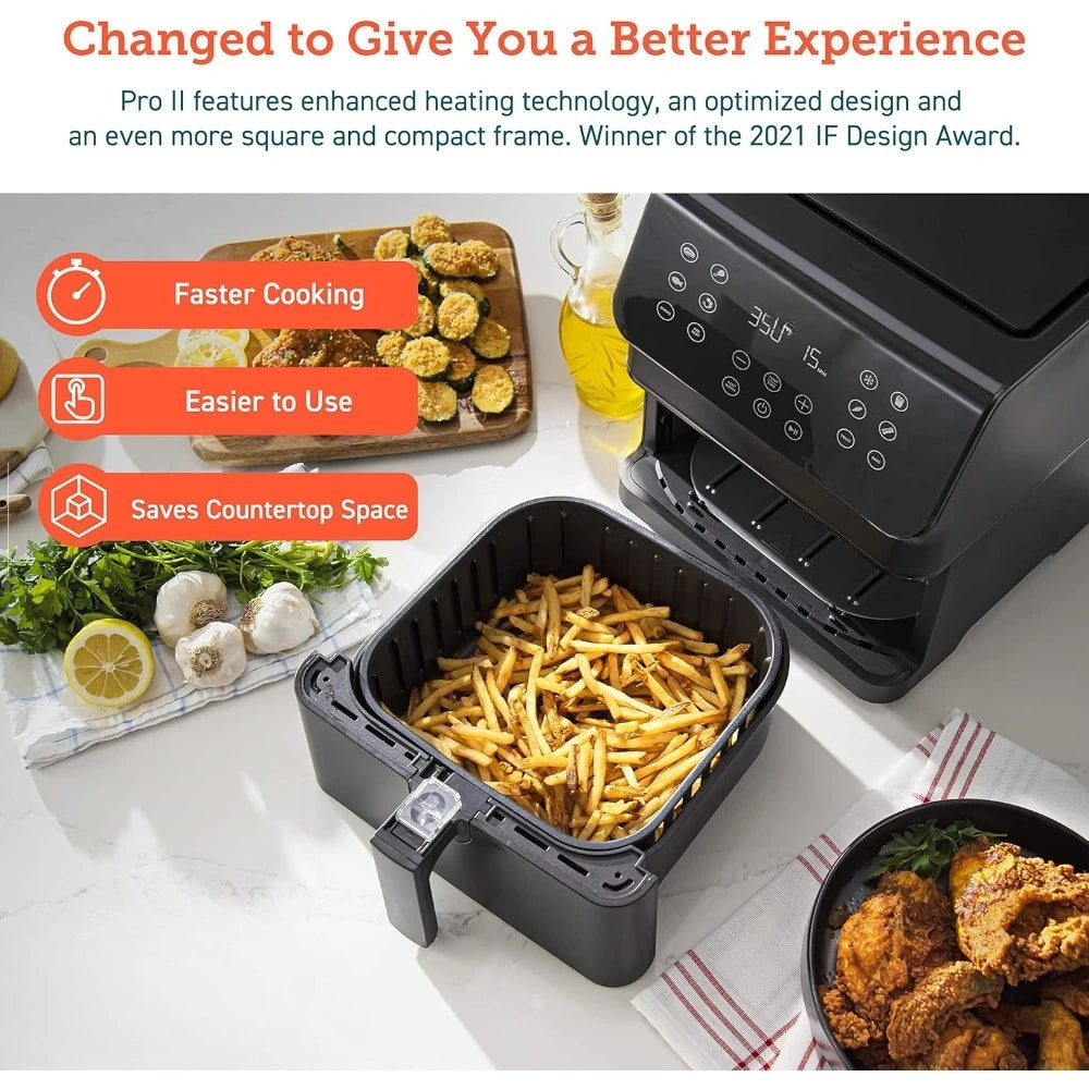 High quality 12-in-1 Air Fryer 5.8QT,Toast,Bake,Nutrition Facts for 100+ In-App Recipes,Detachable Square Basket,Dishwasher Safe