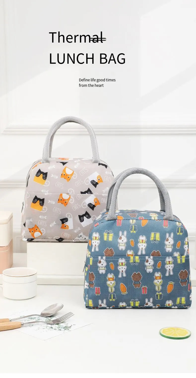 Cartoon Lunch Bag Portable Insulated Thermal Heat Children's Bento Bag Picnic Tote Kid School Lunch Box Bags Cooler Ice Pack New