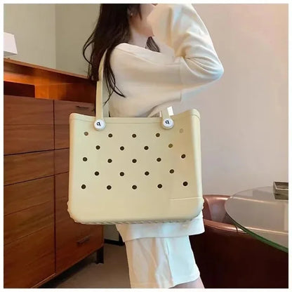 EVA Beach Jelly Bag Rubber Waterproof Shoulder Handbag Large Capacity Portable Travel Handbag Summer Pool Fashion Women Tote Bag