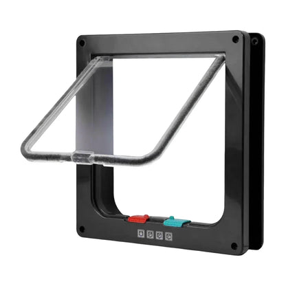 Cat Flap Door Magnetic Pet Door with 4 Way Security Lock for Cats Controllable ABS Plastic Small Puppy Gate Kitten Safety in&out