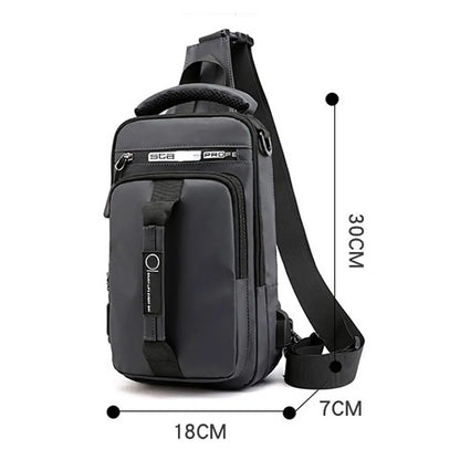 Anti-theft Chest Shoulder Bag Men's Sling Crossbody Bag Messenger Backpack USB Port Bag