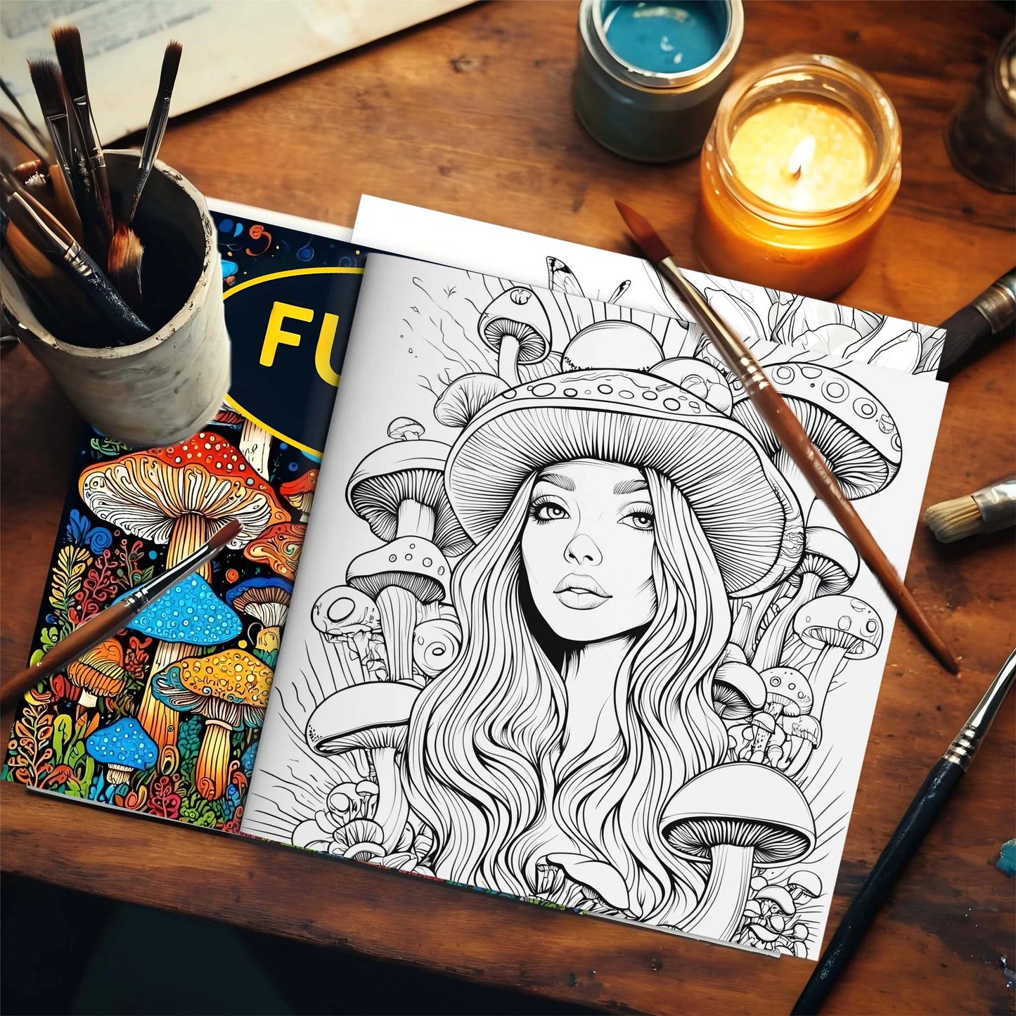 Fungi Coloring Book 24 Page Adult Picture Book Gift For Birthday Party Relieve Stress Kill Time Graffiti Painting Drawing Art