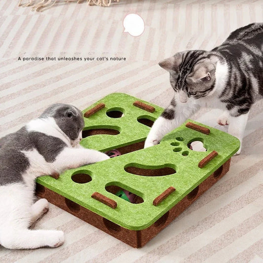 Cat Puzzle Toy Felt Puzzle Box Cat Exercise Toy With Ball Indoor Sports Entertainment Hunting Cat Toys For Indoor Cats