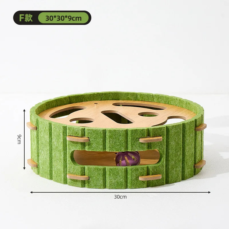 Pet Cat Puzzle Maze Holes Toys Felt Box With Bell Ball Kitten Playing Toys Interactive Funny Combination Set Cat Supplies