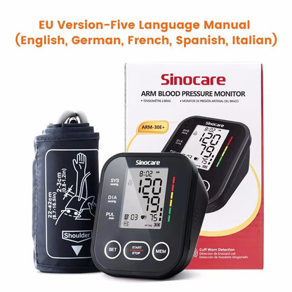 Sinocare Blood Pressure Monitor Digital Tonometer Upper Arm Blood Pressure Meter Automatic BP Medical Sphygmomanometer Pulse