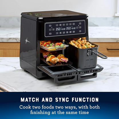 11-Quart Air Fryer Oven, Dual Air Fryer with 2 Cooking Zones, Double  with 6 Cooking Functions, Large