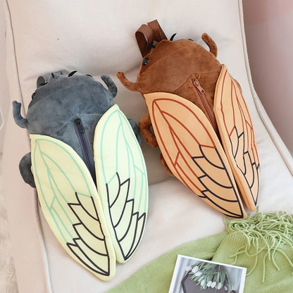 45cm Funny Creative Cartoon Insect Cicada Beetle Plush Doll Backpack Brown Green Insect Soft Plush Toy Gift For Boys And Girls