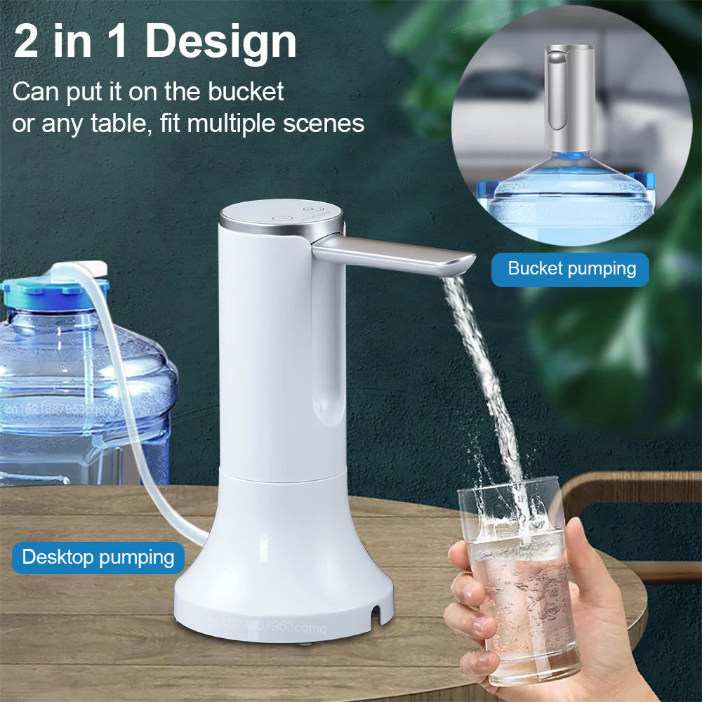 Electric Water Gallon Pump Automatic Water Pump 19 Liters Foldable Desktop Water Bottle Pump USB Rechargeable Water Dispenser
