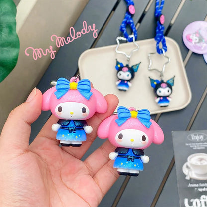 New Sanrio Kuromi 3D Keychain Kawaii Mymelody Cartoon Doll Couple Backpack Pendant Children's Birthday Toy Gift
