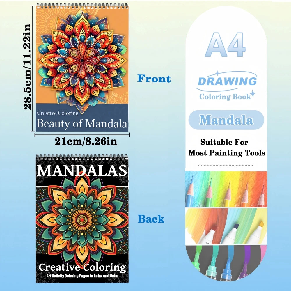 Rule Mandala Coloring Book Adult Printed Single-sided 24 Pages, Handmade Art for Adults to Relieve Anxiety and Depression