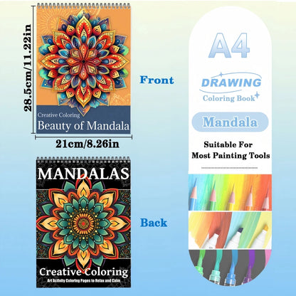 Rule Mandala Coloring Book Adult Printed Single-sided 24 Pages, Handmade Art for Adults to Relieve Anxiety and Depression