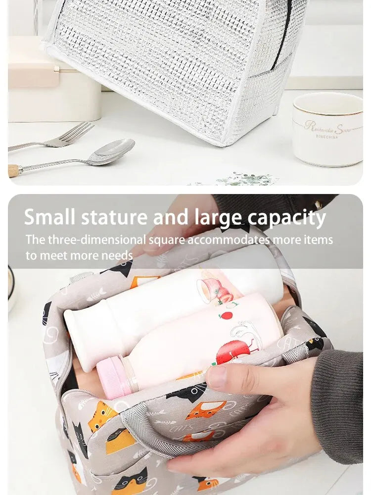 Cartoon Cute Portable Tote Lunch Box Bento Box Animal Pattern Lunch Bag Insulated Food Bag Lunch Box Bag Picnic Bag