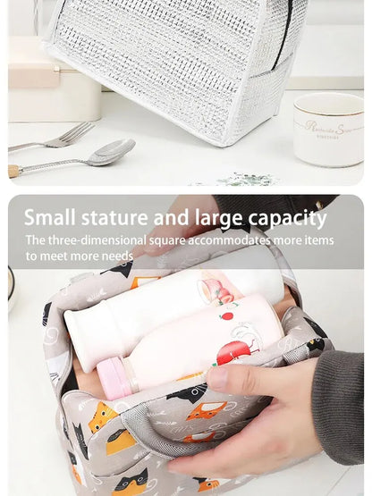 Cartoon Cute Portable Tote Lunch Box Bento Box Animal Pattern Lunch Bag Insulated Food Bag Lunch Box Bag Picnic Bag