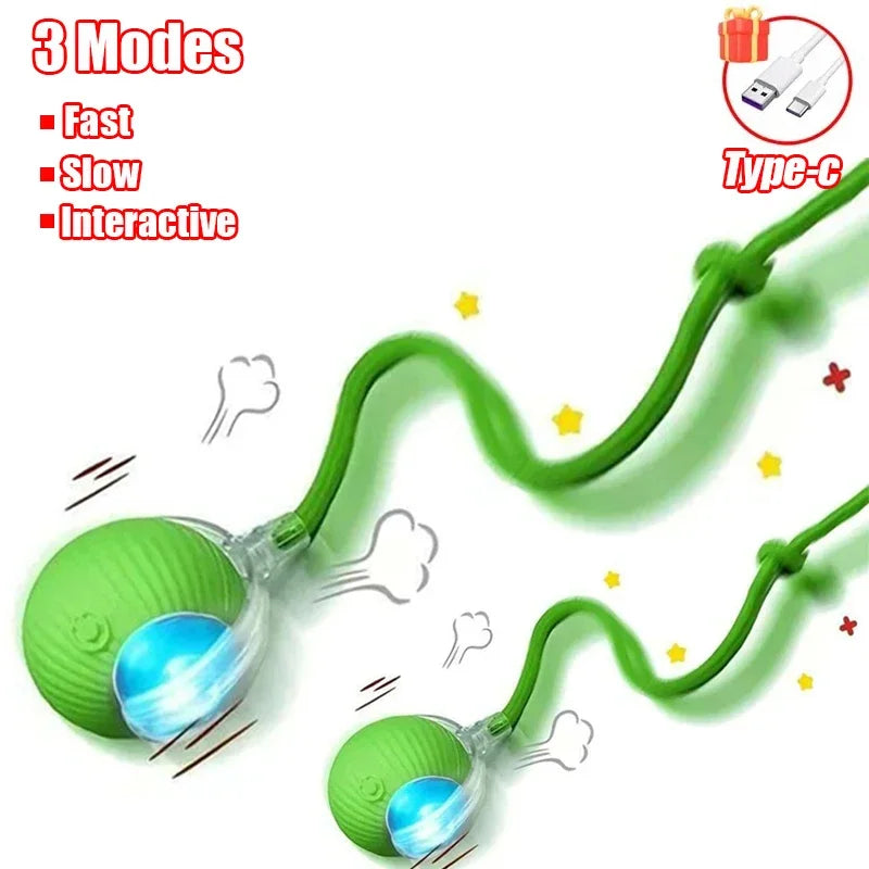 Cat Interactive Ball Toy, Automatic Rolling Ball with Tail, Rechargeable Smart Pet Interactive Toy, Intelligent Mouse for Cat