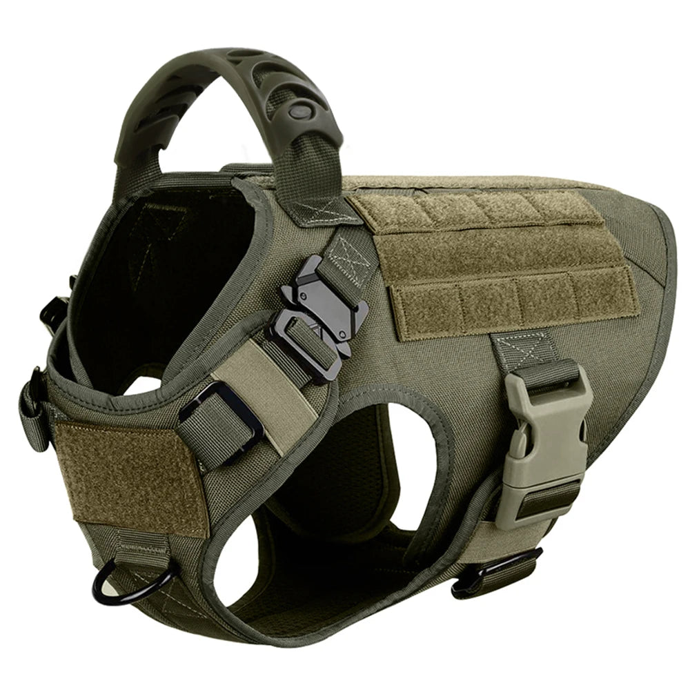 Large Dog Collar Military Dog Harness Leash Molle Pouches Pet Training Vest Tactical German Shepherd Harnesses Dogs Accessories
