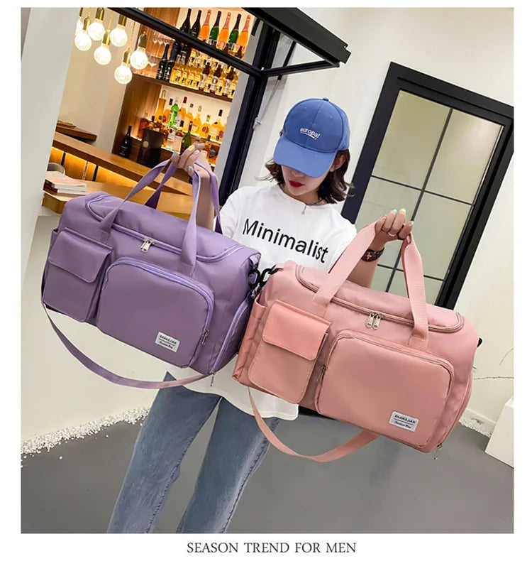 Carry On Travel Bag Large Capacity Gym Bag Weekender Overnight Duffle Bags With Shoe Compartment Sports Fitness Bags for Women