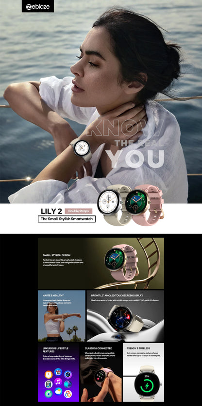 The NEW 2025 Zeblaze Lily 2 Voice Calling Female Smartwatch 1.2" AMOLED Screen Double Strap Health Management Sports Smart Watch