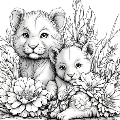 Animal Paradise Coloring Book for Adults - Therapeutic Art Therapy Featuring Cute Cats and Floral Designs