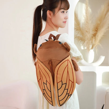 45cm Funny Creative Cartoon Insect Cicada Beetle Plush Doll Backpack Brown Green Insect Soft Plush Toy Gift For Boys And Girls