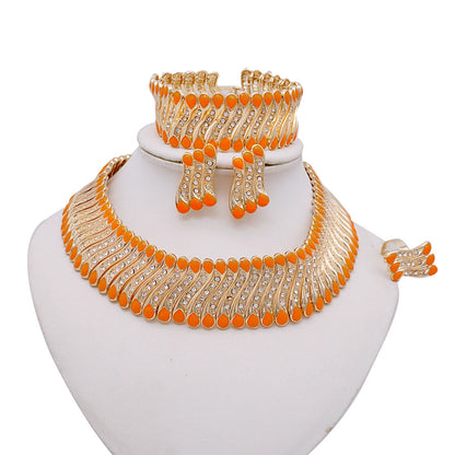 2023 Fine Jewelry Sets For Women Dubai Bridal Wedding Gifts Necklace Bracelet Earrings Ring Jewellery Set African Bead jewelry