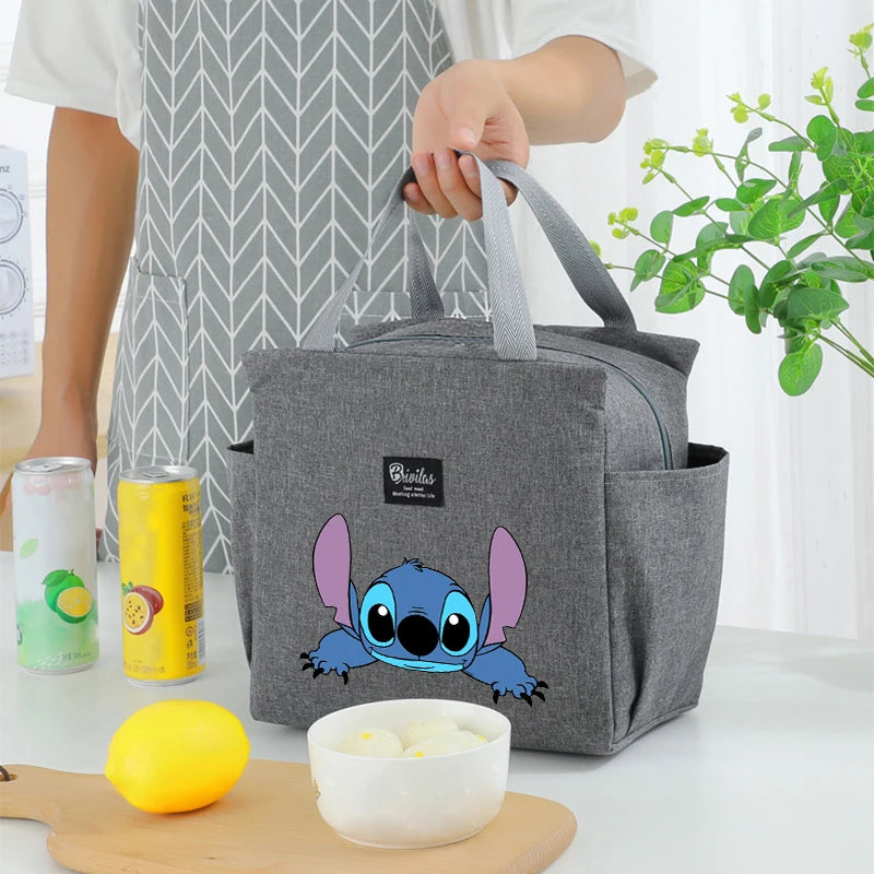 Stitch Insulated Lunch Bag - Waterproof Oxford Cloth, Aluminum Foil, Portable & Reusable Square Tote for Work, School, Picnic