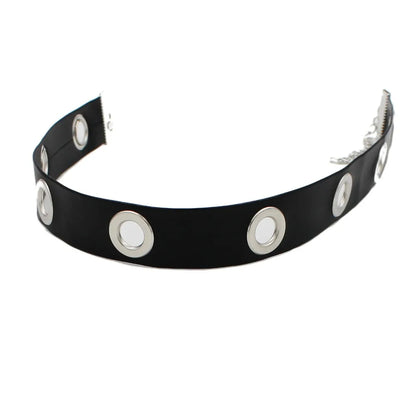 Round Choker Necklaces Collar Black Pu Leather Gothic Accessories Woman Punk Chocker Cosplay Jewelry
