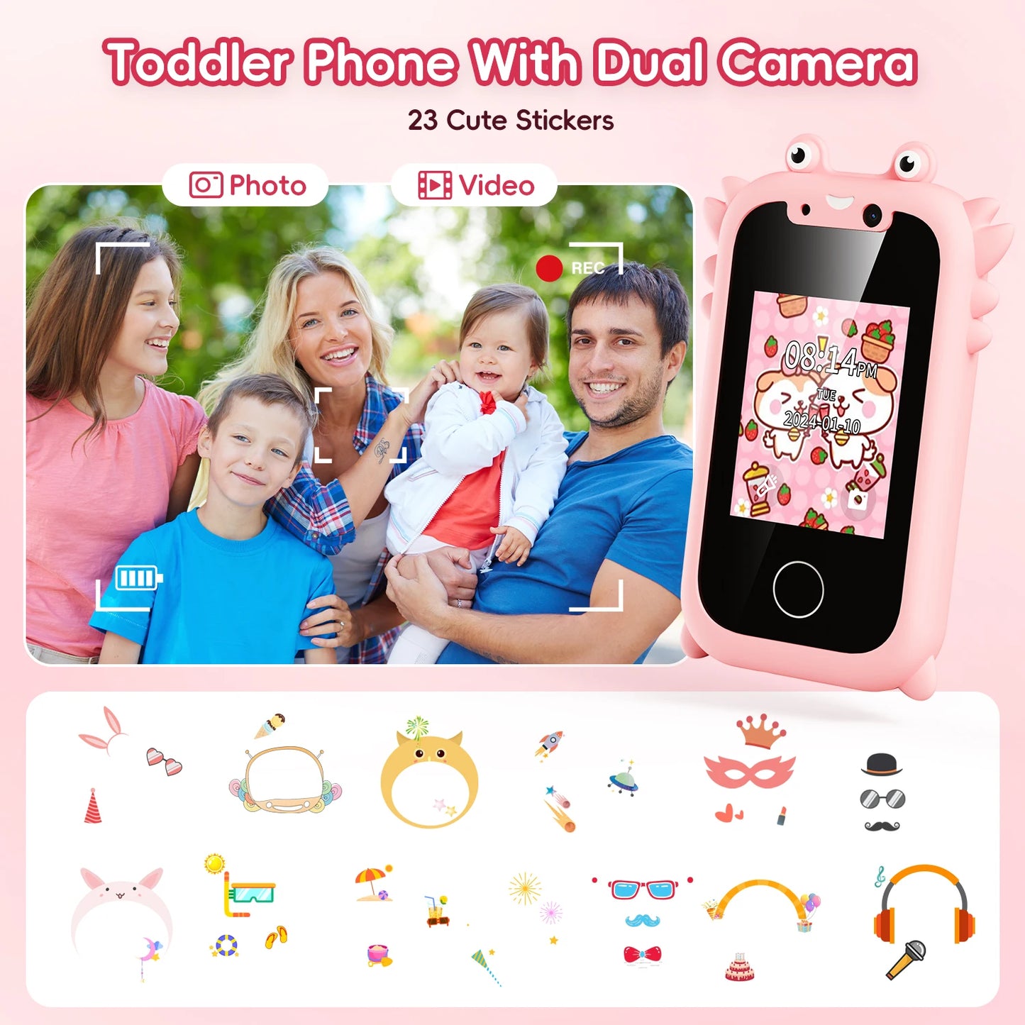 Kids Smart Phone Toys for Boys Girls Christmas Gifts Touchscreen Toddler Learning Cell Toy Phone with Camera Game Music Player