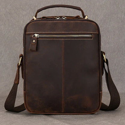 Newsbirds Leather Shoulder Bag Vintage Style Crossbody Bag Books School Bag Of Men Male Daily Messenger Bag Crazy Horse Skin