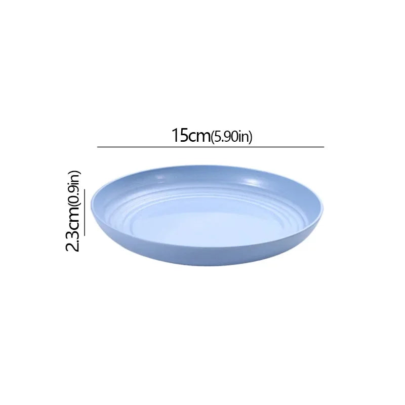 Wheat Straw Solid Color Round Plates Salad Dessert Dinner Reusable Microwave Safe Anti Fall And Shatter Plates Fruit Plate