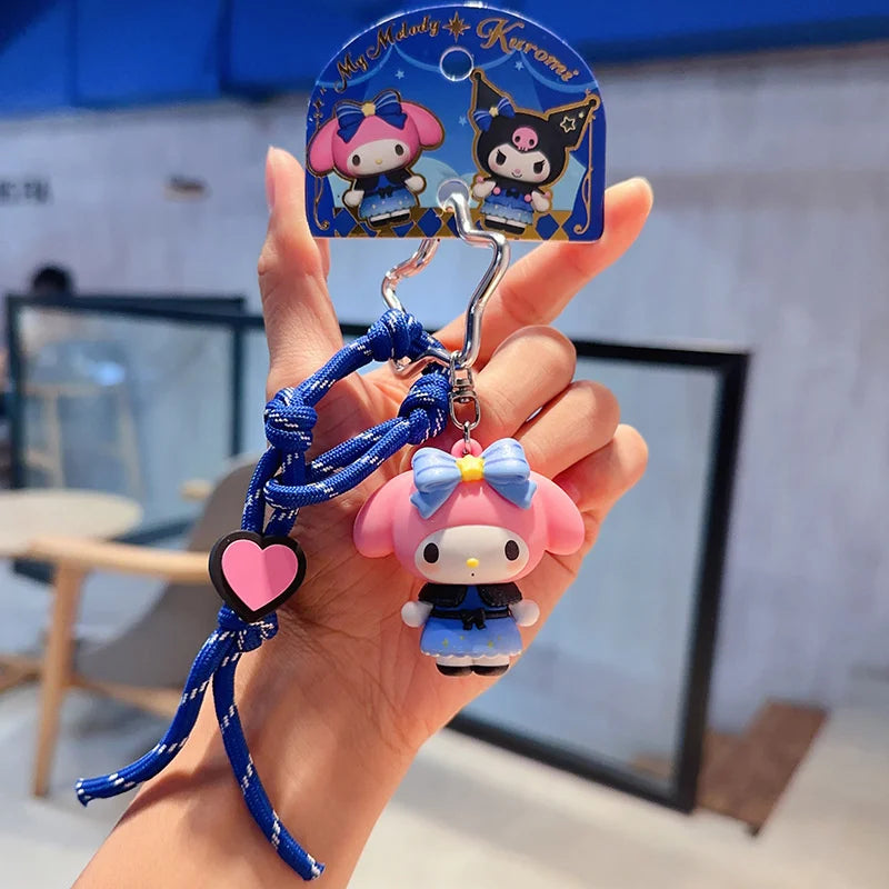New Sanrio Kuromi 3D Keychain Kawaii Mymelody Cartoon Doll Couple Backpack Pendant Children's Birthday Toy Gift