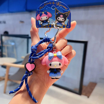 New Sanrio Kuromi 3D Keychain Kawaii Mymelody Cartoon Doll Couple Backpack Pendant Children's Birthday Toy Gift