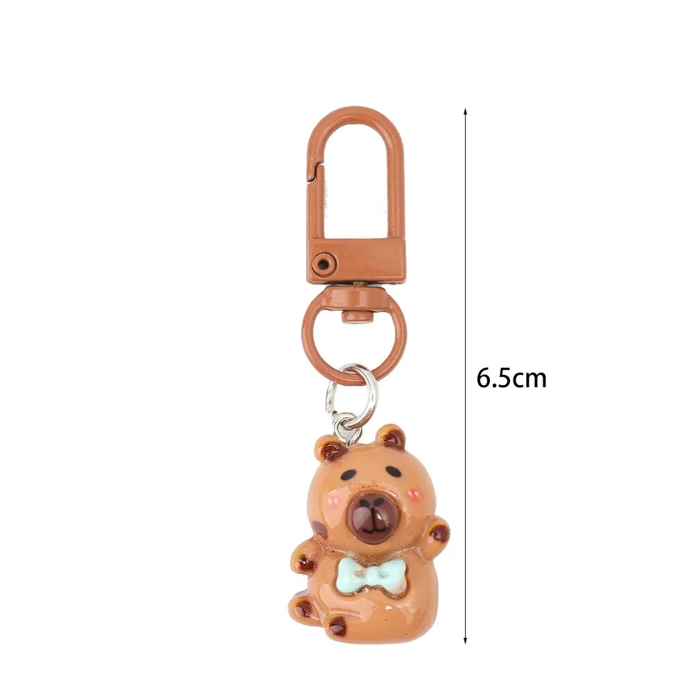 DIY Resin Cartoon Capybara Key Chains 1/10Pcs Funny Charms Glossy Flatback Animals Earrings Keyrings Jewelry Making Accessories