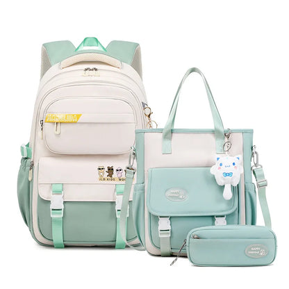 Backpack 3Pcs/Set for Girls Large Capacity Middle Schoolbag Student Schoolbag Set School Backpack Bags for Teenage Students Bag