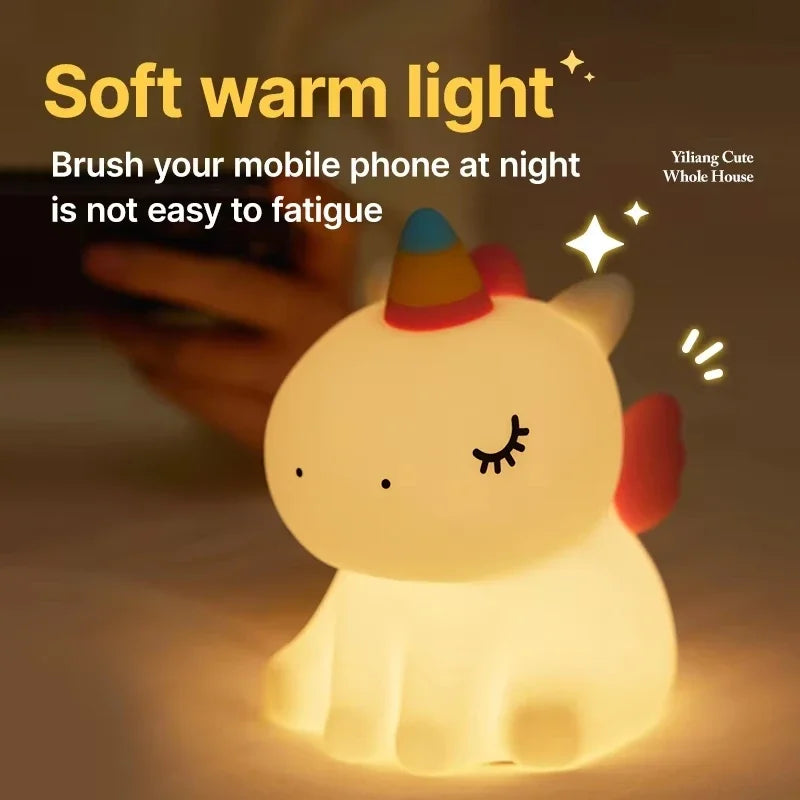 Cute Silicone Night Light Dimmable Nursery Sleeping Lamp Touch Control Nightlights USB Rechargeable Table Lamp For Baby Child